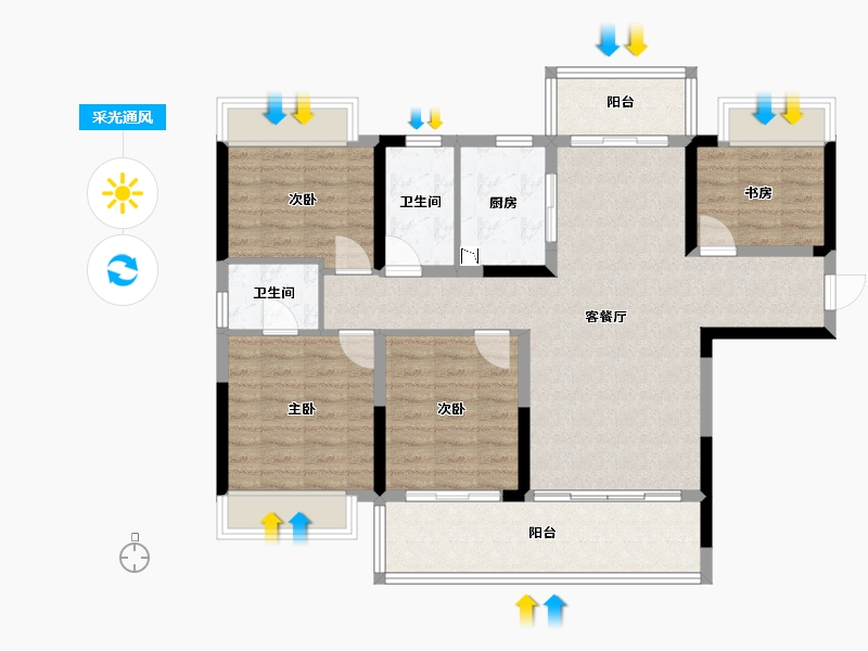 广西壮族自治区-梧州市-万象崇文府-102.60-户型库-采光通风