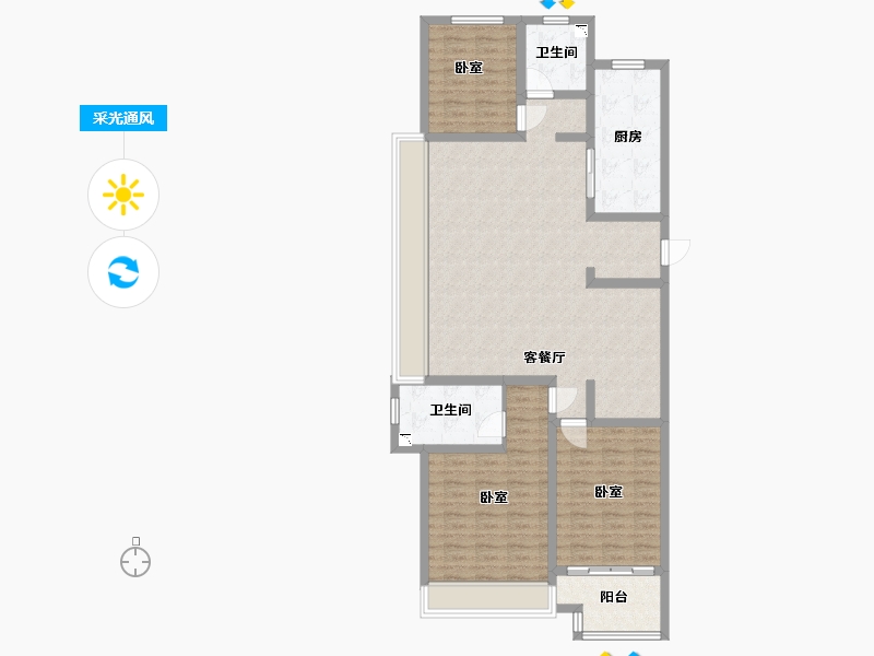 陕西省-咸阳市-绿城咸阳桂语江南-114.00-户型库-采光通风