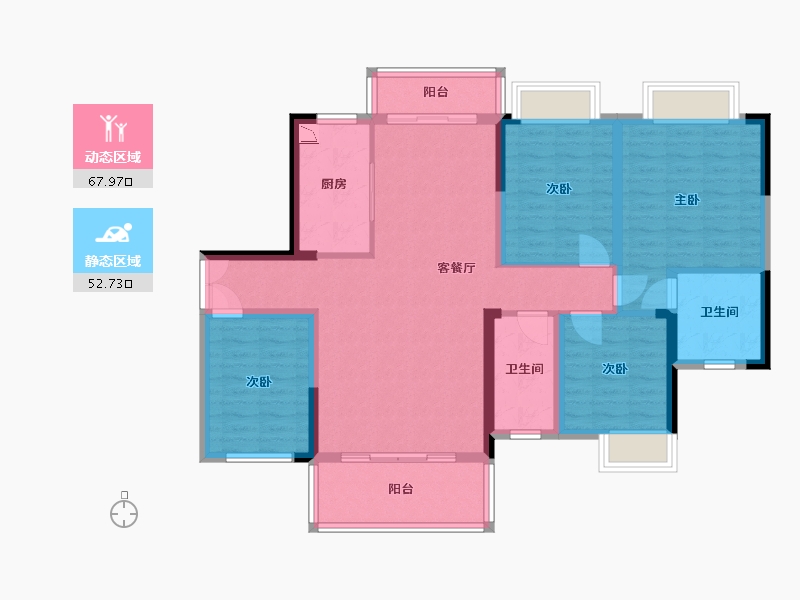 湖南省-长沙市-湘域国际广场-107.70-户型库-动静分区