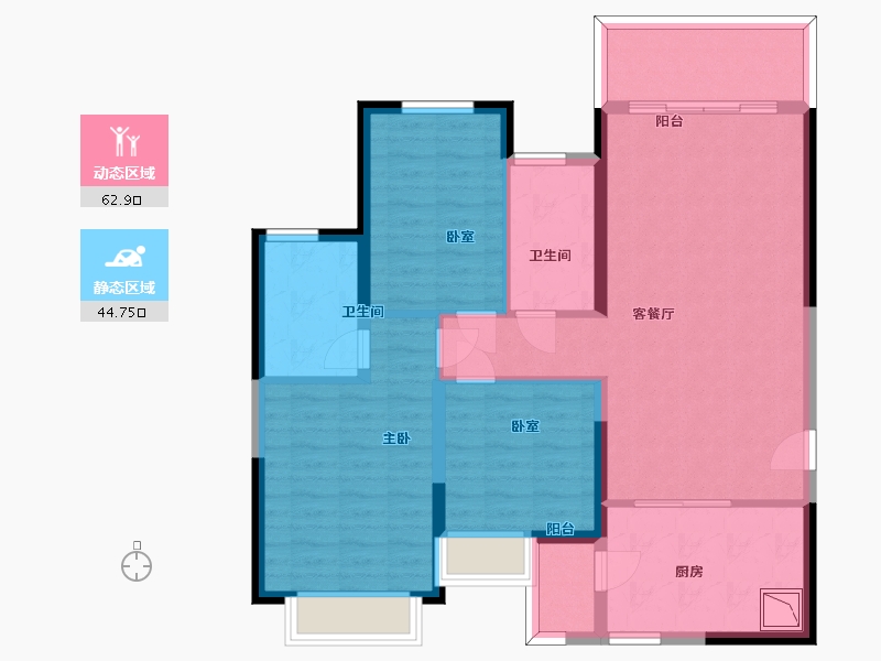 陕西省-西安市-恒大翡翠龙庭-96.26-户型库-动静分区