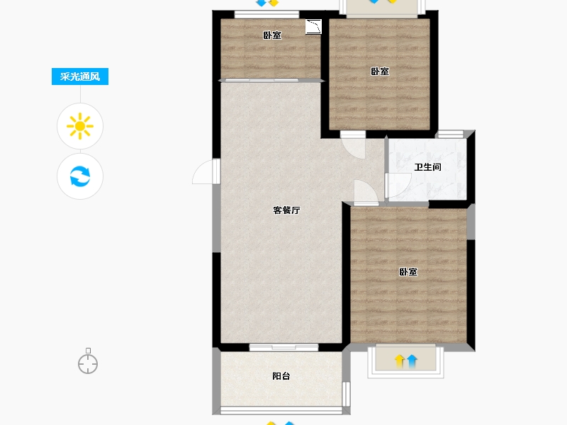 江苏省-无锡市-博大假日广场欢乐颂-78.52-户型库-采光通风