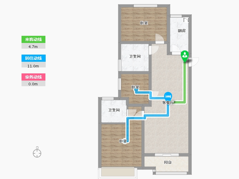 陕西省-咸阳市-绿城咸阳桂语江南-86.00-户型库-动静线