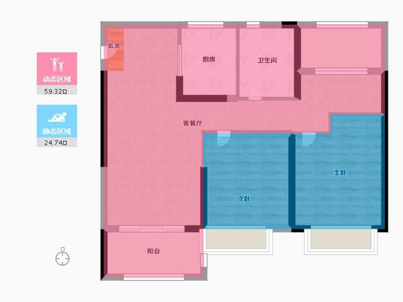 江苏省-南京市-世茂明发又一城-74.00-户型库-动静分区