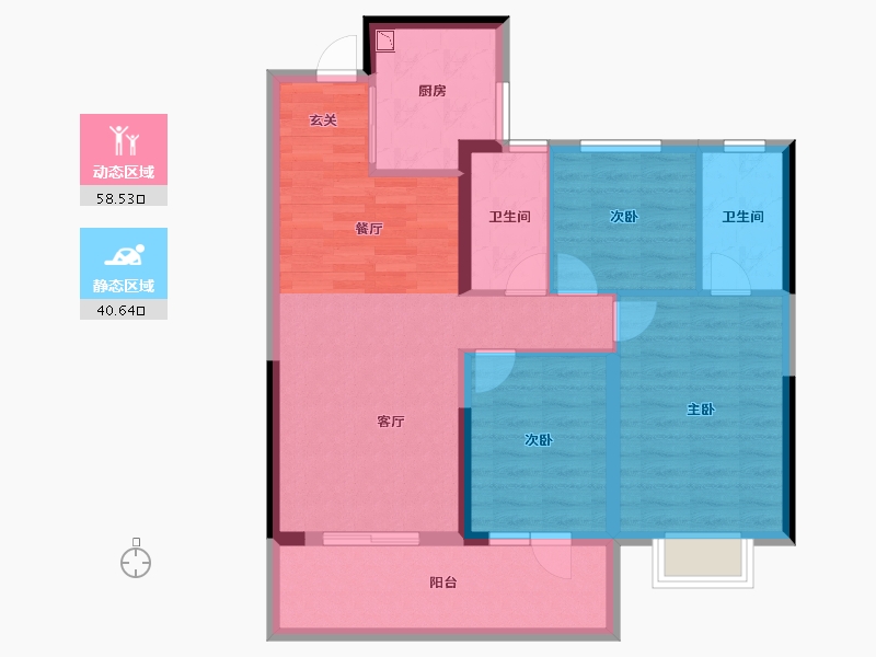 江苏省-南京市-葛洲坝鼓悦蘭园-88.91-户型库-动静分区