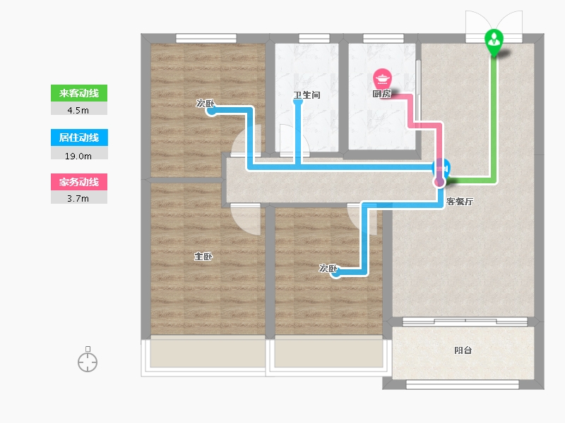 黑龙江省-齐齐哈尔市-新鹤城华玉府-77.58-户型库-动静线