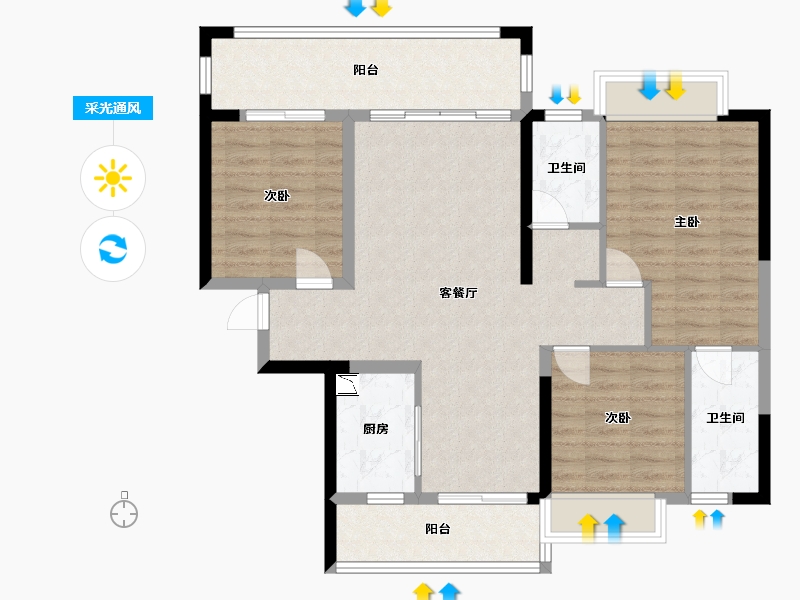 广西壮族自治区-梧州市-汇洋华府-98.50-户型库-采光通风