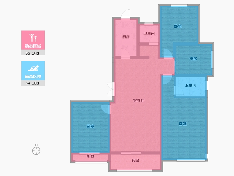 陕西省-西安市-南宫府-109.36-户型库-动静分区