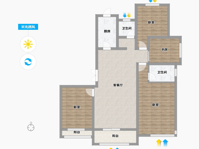 陕西省-西安市-南宫府-109.36-户型库-采光通风