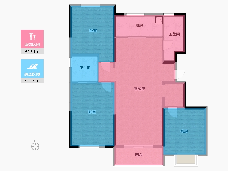 陕西省-西安市-融创天朗蘭园-102.78-户型库-动静分区