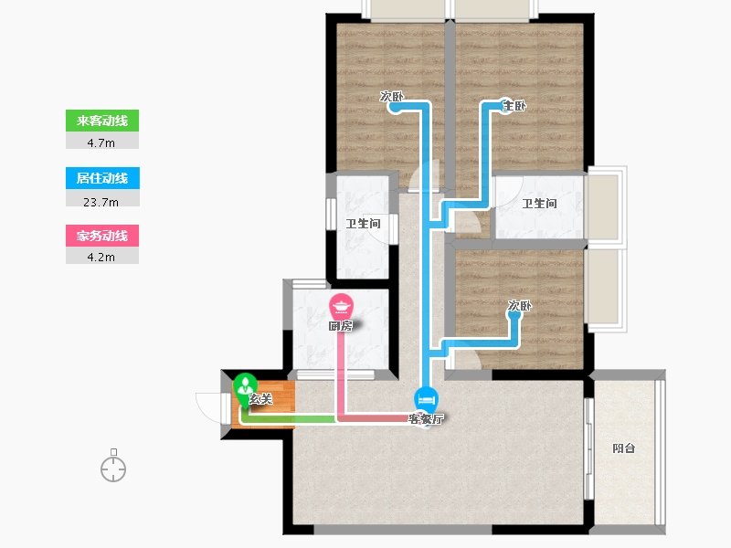 云南省-昆明市-新迎新城-88.83-户型库-动静线