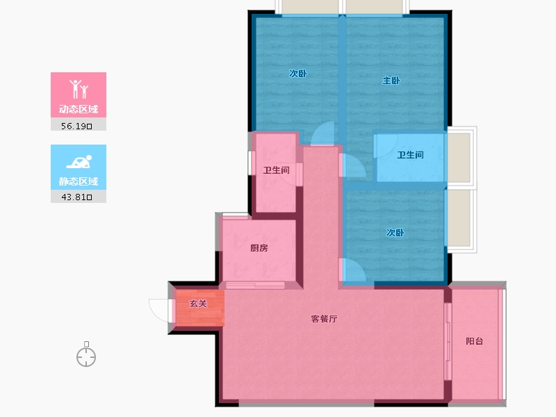 云南省-昆明市-新迎新城-88.83-户型库-动静分区