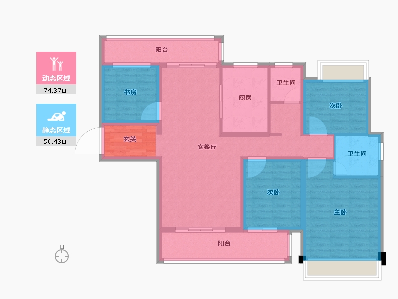 云南省-昆明市-绿地滇池国际健康城-111.42-户型库-动静分区