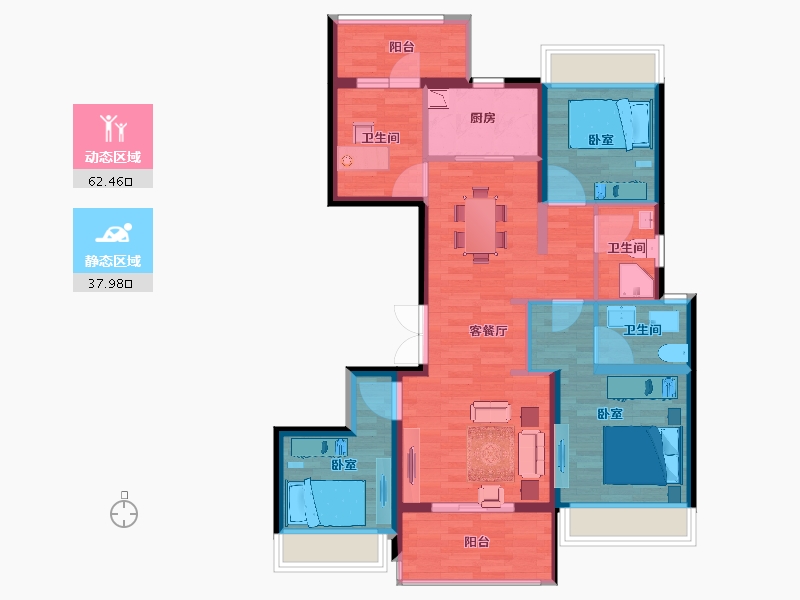 陕西省-西安市-万联锦绣翡翠湾-89.07-户型库-动静分区