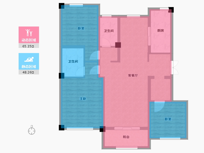 辽宁省-大连市-大连玉兰花园二期-101.00-户型库-动静分区