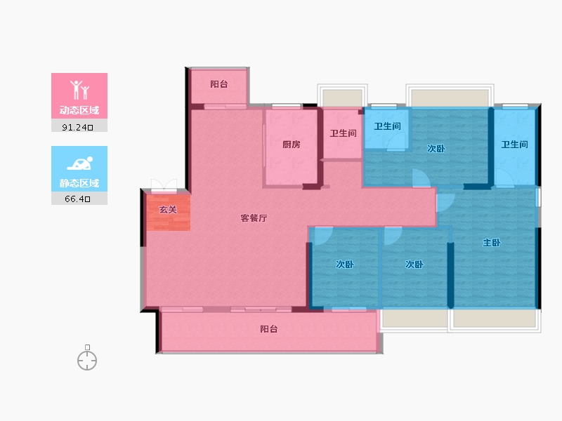 云南省-曲靖市-益府中央公园-144.54-户型库-动静分区