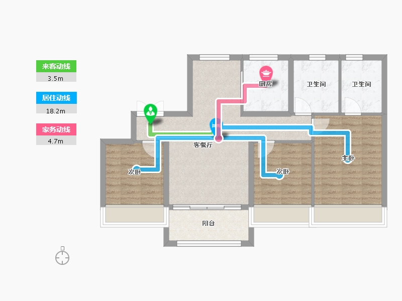 黑龙江省-齐齐哈尔市-新鹤城华玉府-79.62-户型库-动静线