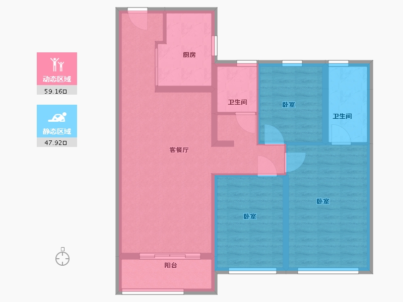 陕西省-西安市-中南君启三期-96.00-户型库-动静分区