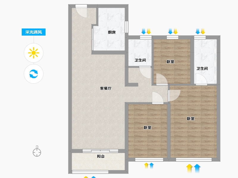 陕西省-西安市-中南君启三期-96.00-户型库-采光通风