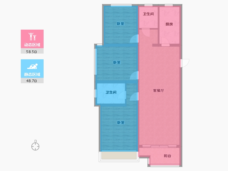 陕西省-咸阳市-绿城咸阳桂语江南-96.01-户型库-动静分区