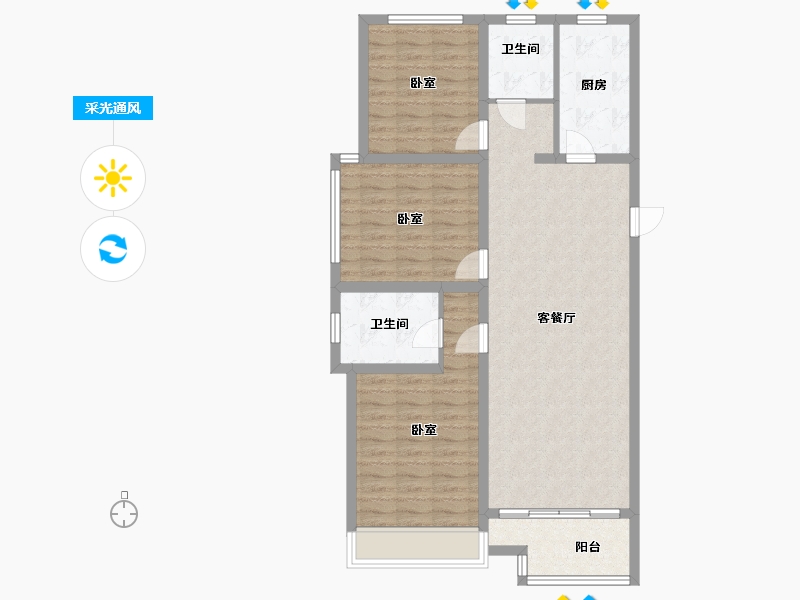 陕西省-咸阳市-绿城咸阳桂语江南-96.01-户型库-采光通风