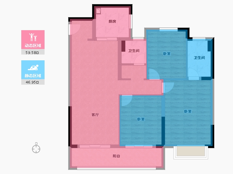 江苏省-南京市-华著兰庭-95.63-户型库-动静分区