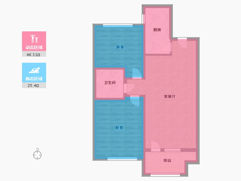 辽宁省-大连市-中梁御首府-63.00-户型库-动静分区