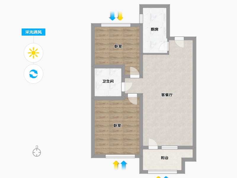 辽宁省-大连市-中梁御首府-63.00-户型库-采光通风