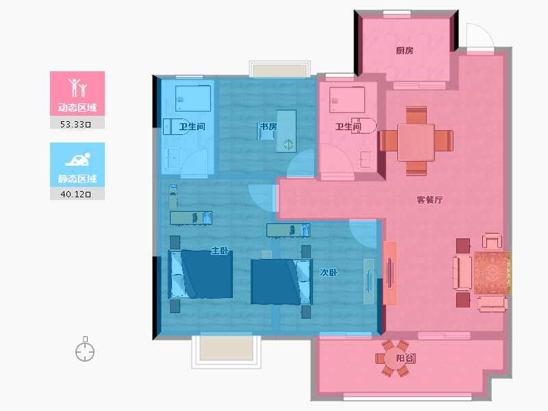 江苏省-南京市-江宁孔雀城紫樾澜庭-84.00-户型库-动静分区