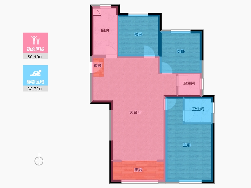 陕西省-西安市-绿地国港新里城-79.70-户型库-动静分区