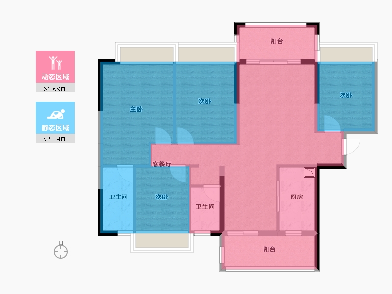 广西壮族自治区-梧州市-汇洋华府-101.91-户型库-动静分区