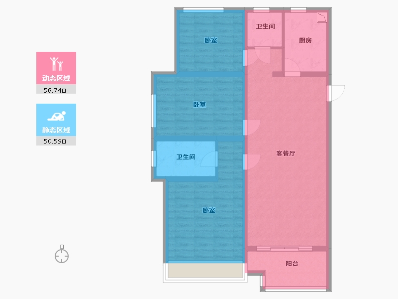 陕西省-咸阳市-绿城咸阳桂语江南-95.90-户型库-动静分区