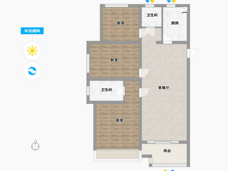 陕西省-咸阳市-绿城咸阳桂语江南-95.90-户型库-采光通风