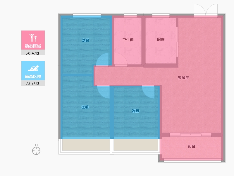 黑龙江省-齐齐哈尔市-新鹤城华玉府-74.86-户型库-动静分区