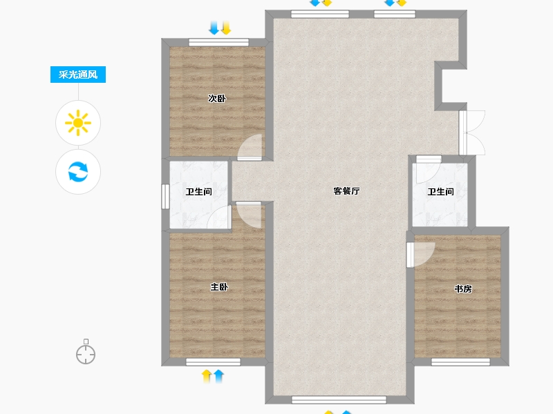 黑龙江省-齐齐哈尔市-黄金海岸-102.98-户型库-采光通风