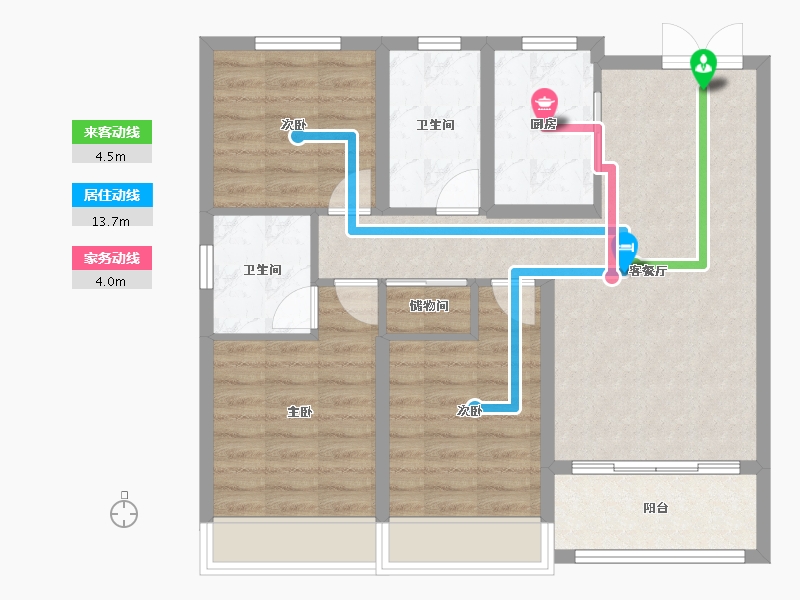 黑龙江省-齐齐哈尔市-新鹤城华玉府-82.20-户型库-动静线