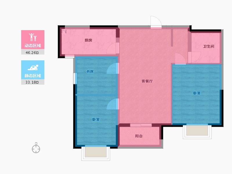 陕西省-咸阳市-万科·金域缇香-71.00-户型库-动静分区