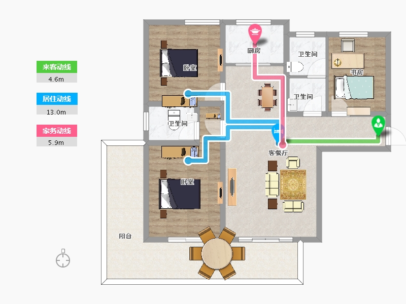 陕西省-西安市-秦琪佳苑-111.00-户型库-动静线