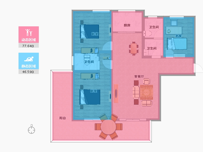 陕西省-西安市-秦琪佳苑-111.00-户型库-动静分区