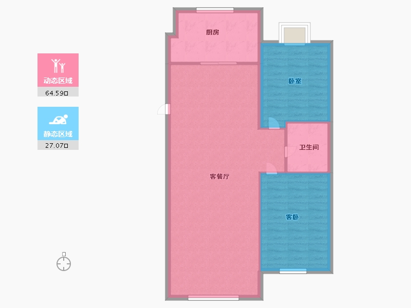 辽宁省-辽阳市-辽阳泛美华庭-84.27-户型库-动静分区