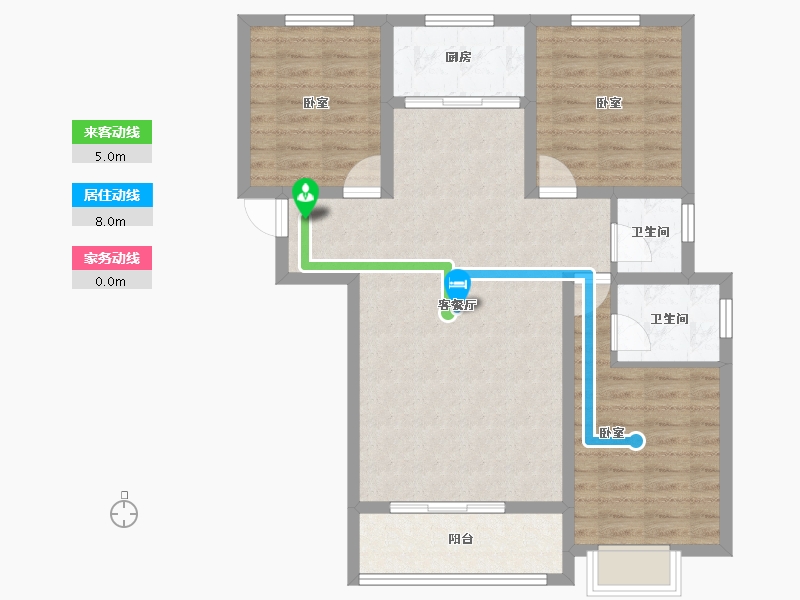 陕西省-咸阳市-伟权公园府邸-85.69-户型库-动静线