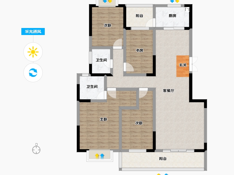 云南省-昆明市-航空艺术港-121.61-户型库-采光通风