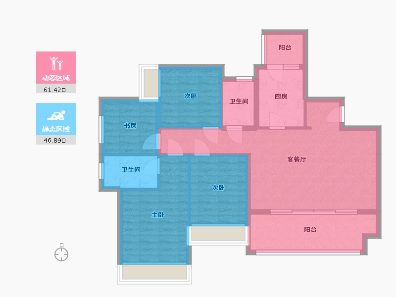 重庆-重庆市-富力白鹭湾-97.23-户型库-动静分区