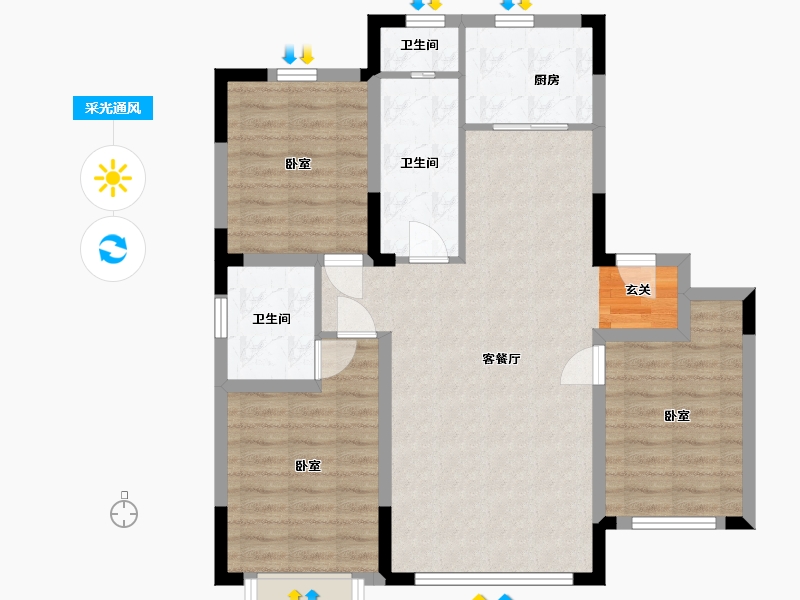 辽宁省-盘锦市-林海景天·林溪苑-86.16-户型库-采光通风