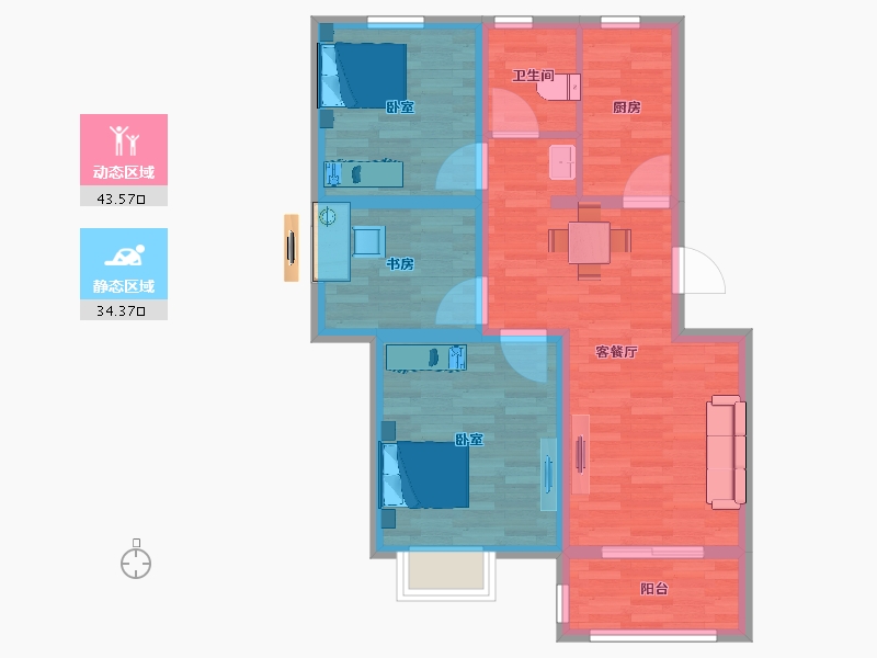 江苏省-南京市-邻山壹景-69.00-户型库-动静分区