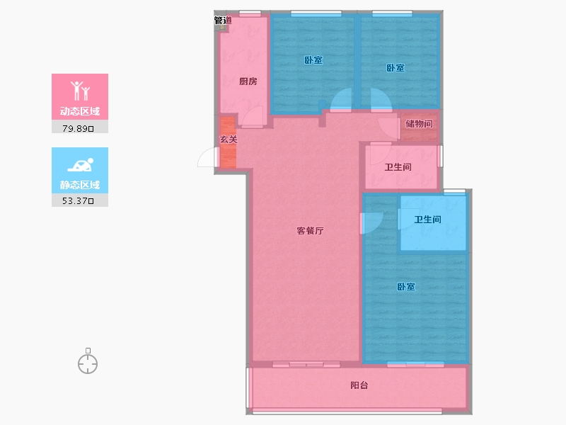 江苏省-南京市-世茂璀璨滨江-120.10-户型库-动静分区