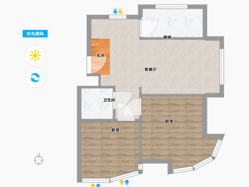 辽宁省-盘锦市-林海景天·林溪苑-62.00-户型库-采光通风