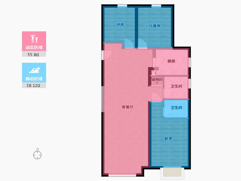 内蒙古自治区-包头市-万科公园五号-84.26-户型库-动静分区