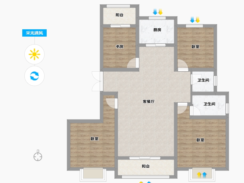 陕西省-咸阳市-伟权公园府邸-102.49-户型库-采光通风