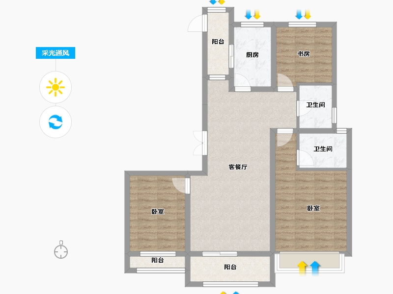 陕西省-西安市-南宫府-90.84-户型库-采光通风