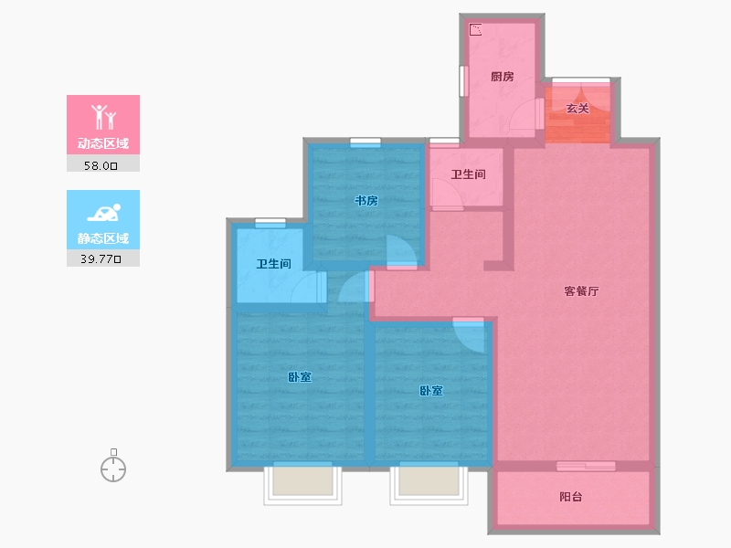 陕西省-咸阳市-城市之光-86.00-户型库-动静分区